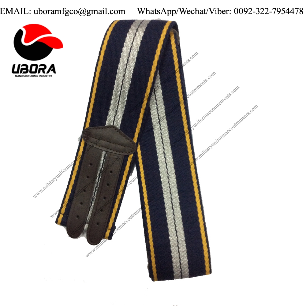 MALAYSIAN MILITARY STABLE BELT BLUE, YELLOW, SILVER COLOR BRAID